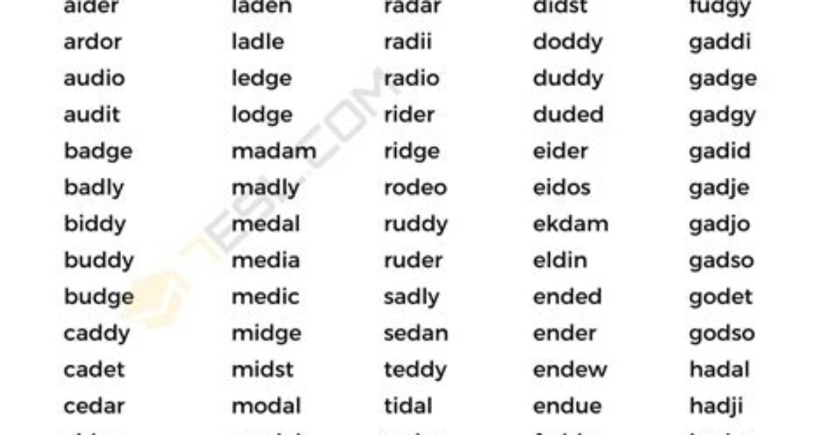 5 Letter Words with D as the Fourth Letter – Wordle Game Help