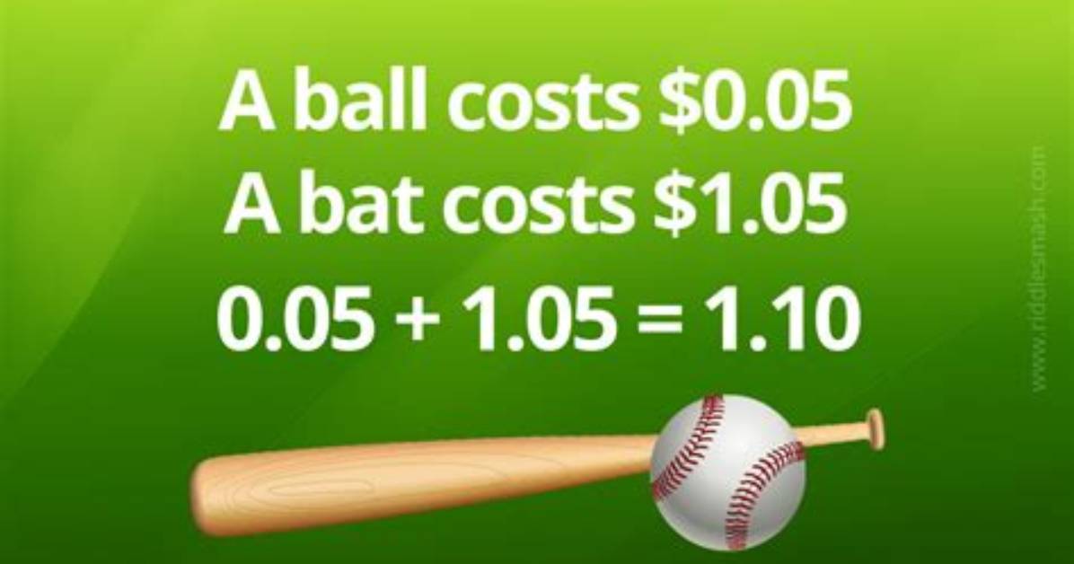 A Bat and a Ball Cost $1.10 in Total. the Bat Costs a Dollar More Than the Ball. How Much Does the Ball Cost?