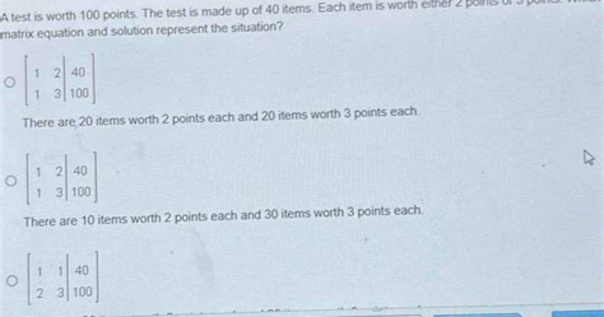 A Math Test Is Worth 100 Points and Has 38 Problems. Each Problem Is Worth Either 5 Points or 2 Poin