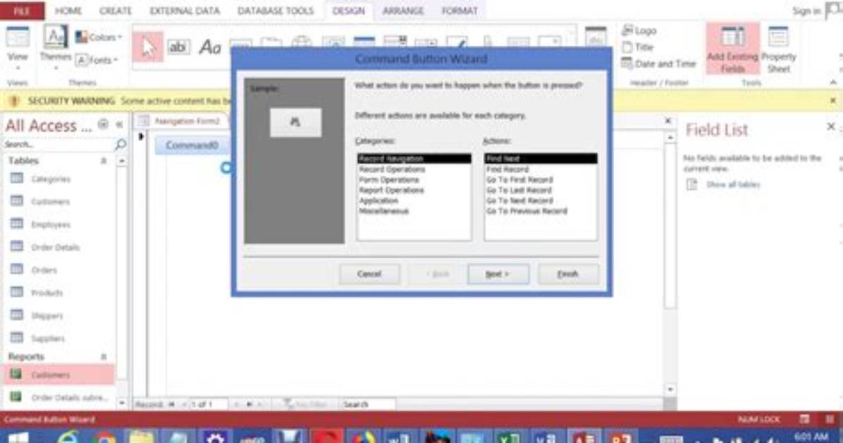 Access 2016 - Command Button Wizard Will Not Appear