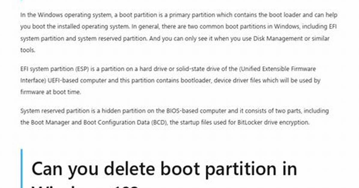 Accidentally Deleted Windows Boot Partition