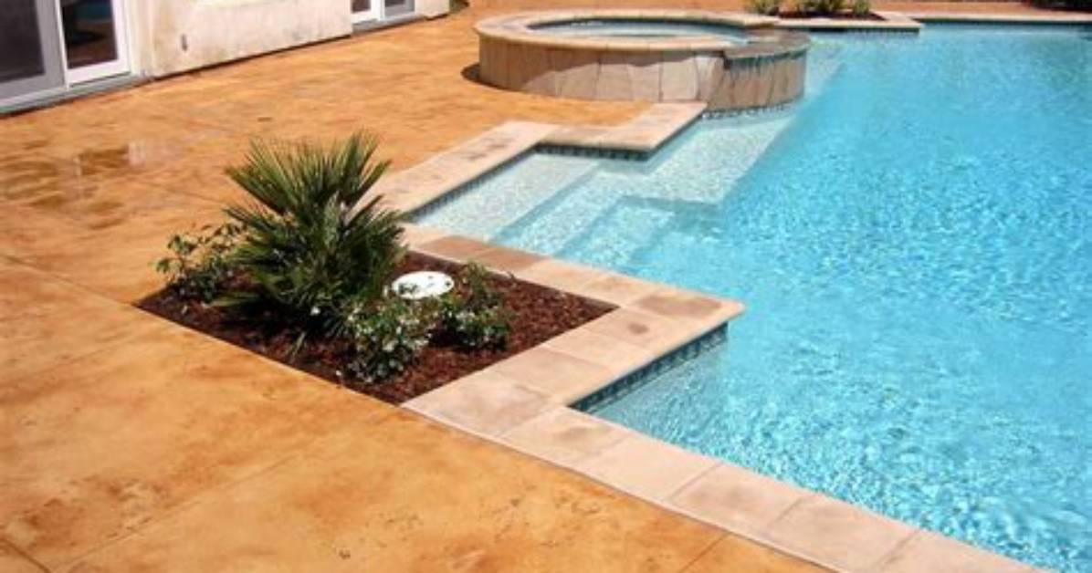 Acid Stain Concrete Pool Deck