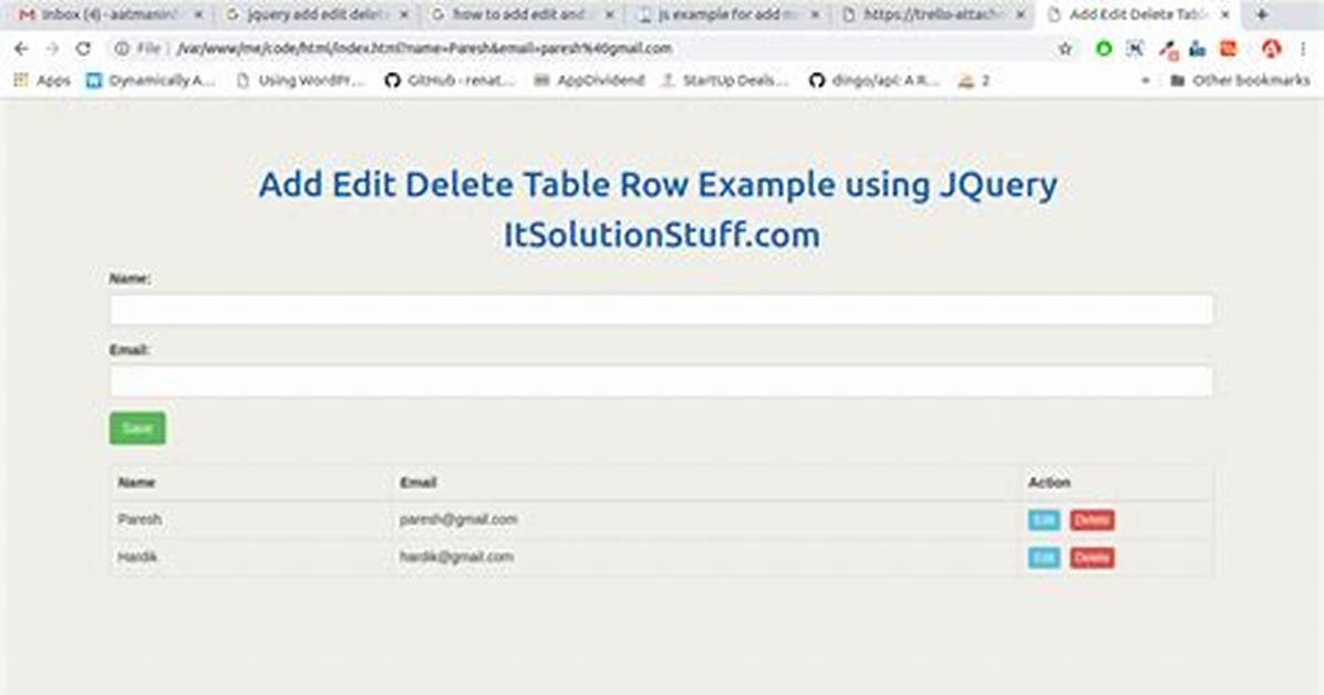Add Table Row in jQuery