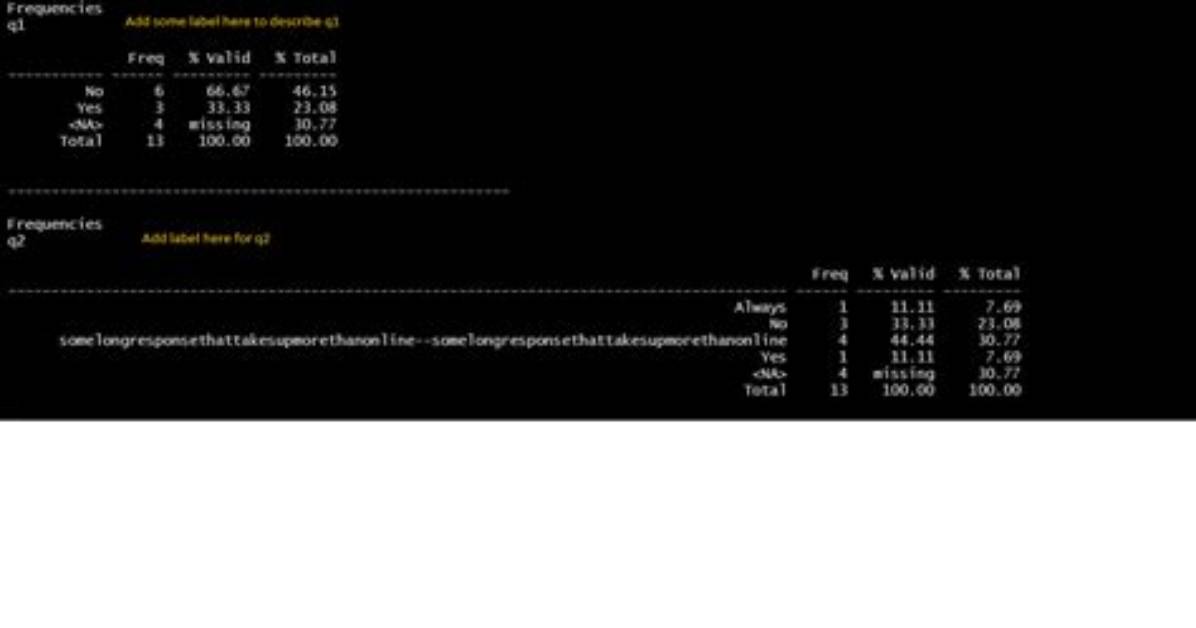 Add Variable Labels Using the Summarytools Freq Package