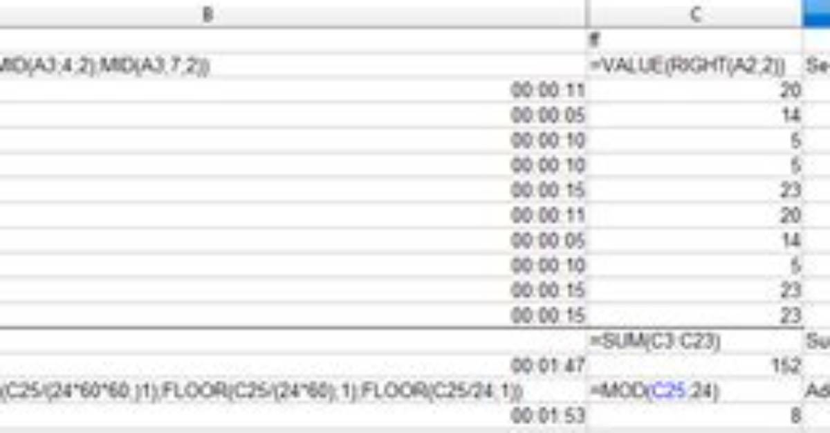 Adding Timecodes in Excel