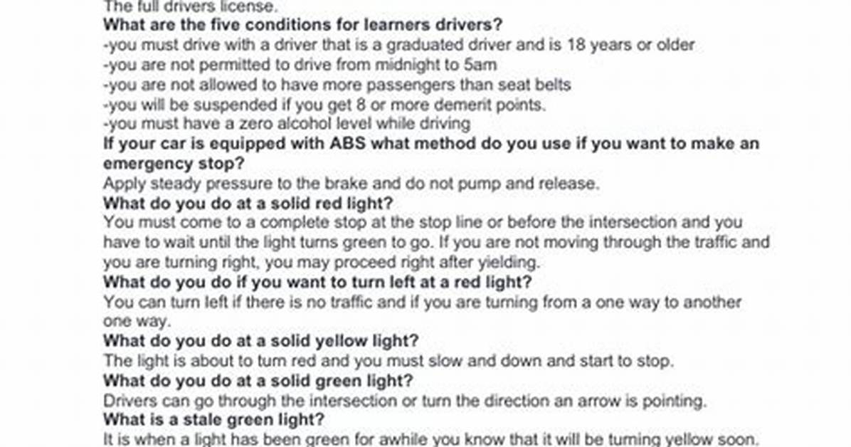 Alberta Learners Practice Test