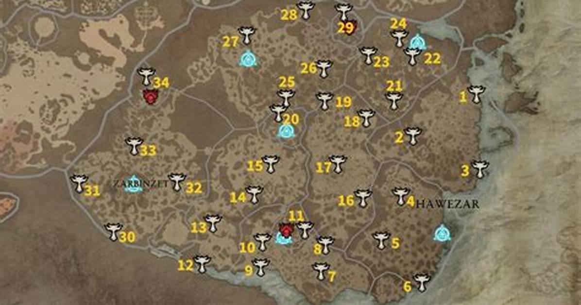 All Diablo 4 Altars of Lilith Hawezar Locations