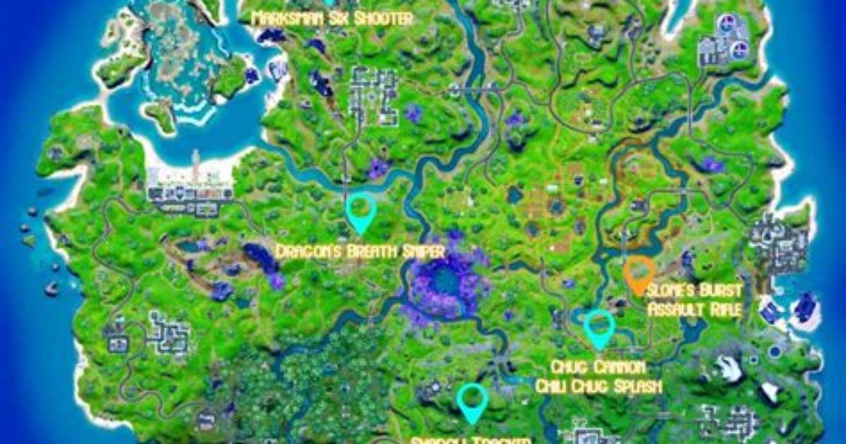 All Mythic & Exotic Weapon Locations in Fortnite Chapter 4 Season 2