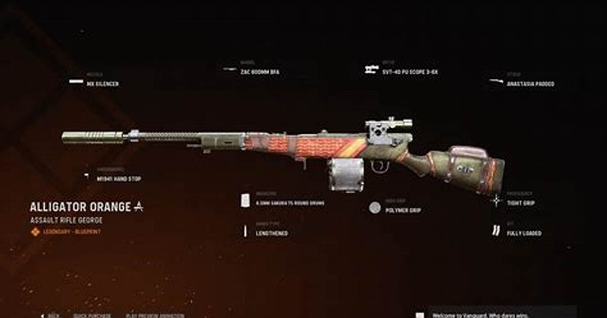 Alligator Orange | Cod Warzone and Vanguard Weapon Blueprint