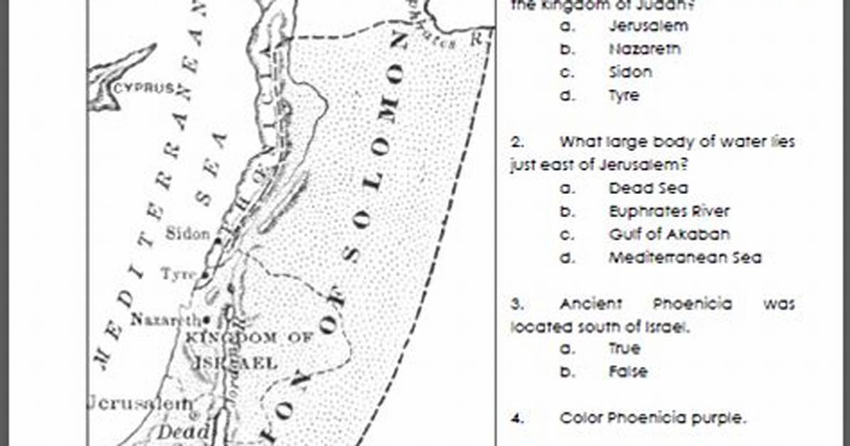 Ancient Israel Map — Printable Worksheet