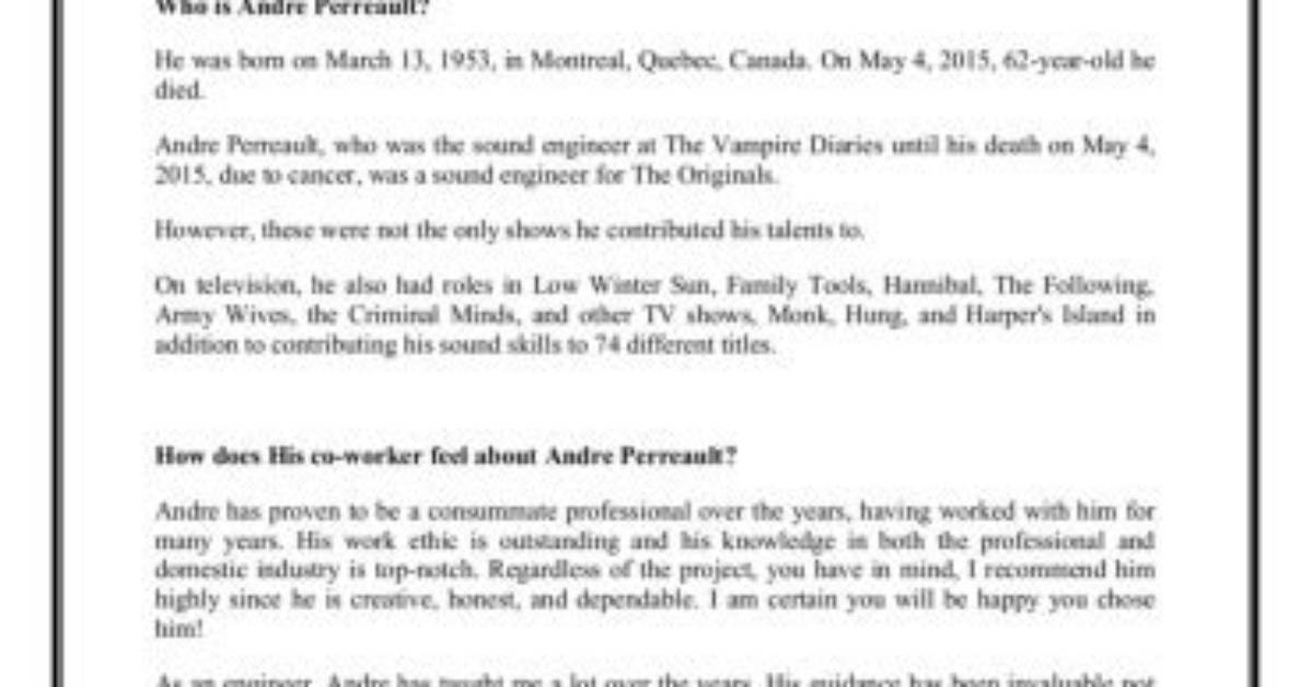 Andre Perreault Net Worth