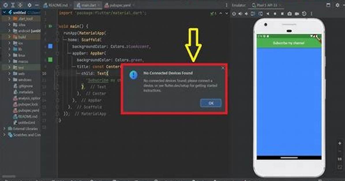 Android Studio with Flutter No Devices Connected