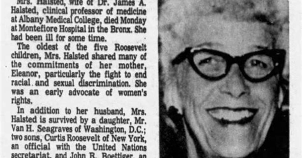 Anna Roosevelt Halsted Net Worth