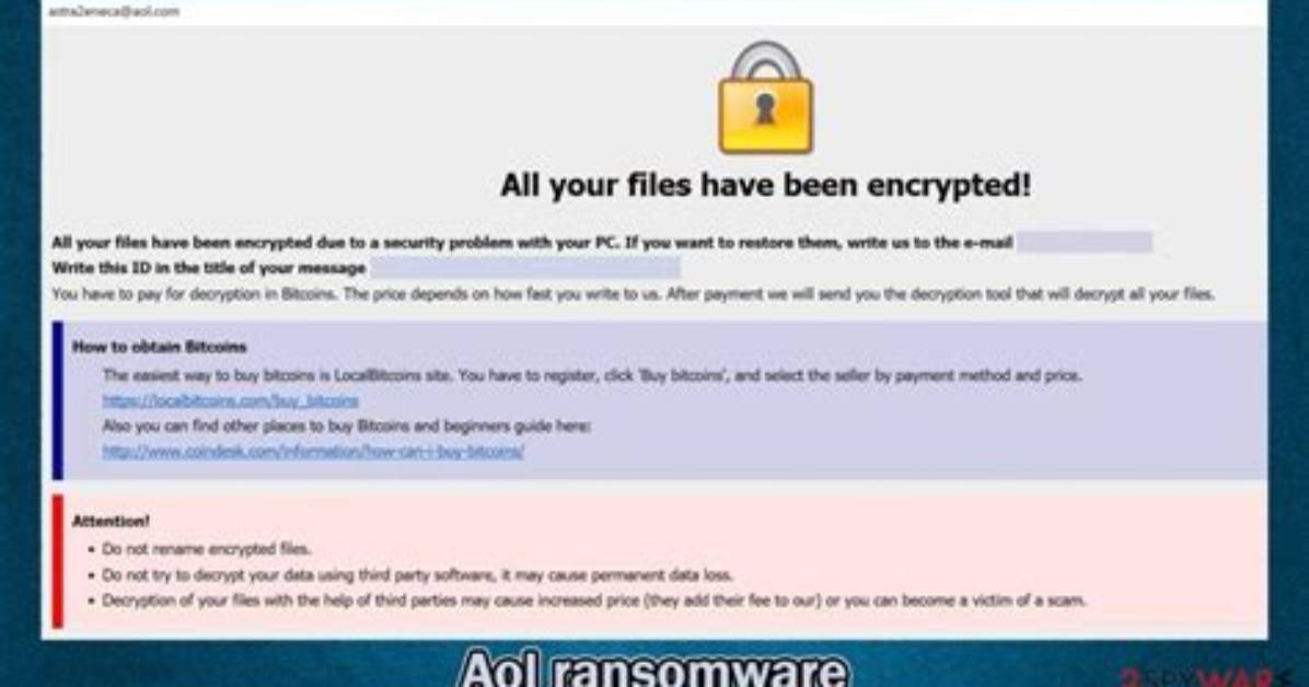 Aol File ☣ Virus — How to Remove & Decrypt [Astra2Eneca@Aol. Com]. Aol?