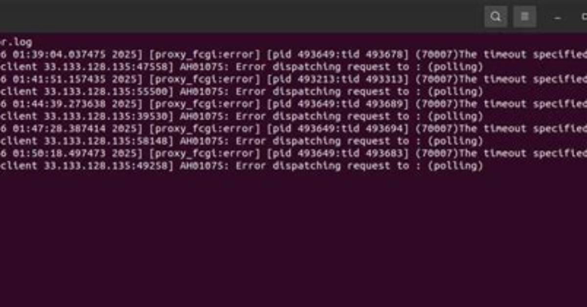 Apache Proxy_Fcgi - the Timeout Specified Has Expired - Error Dispatching Request
