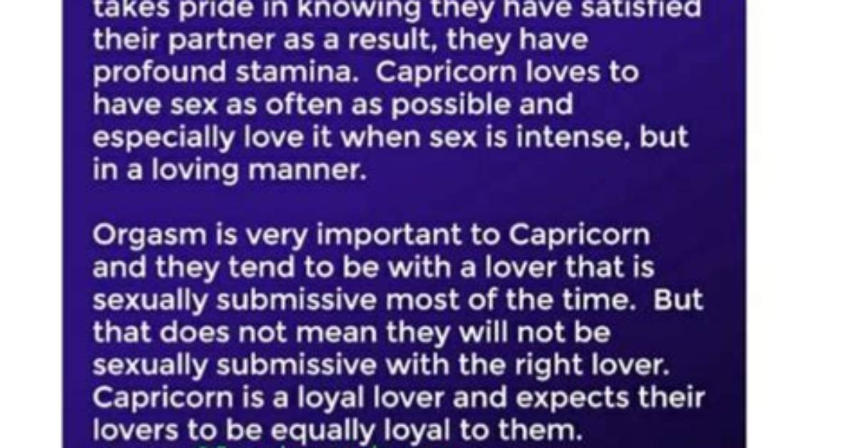 Are Capricorns Sexually Active? | Contextresponse. Com