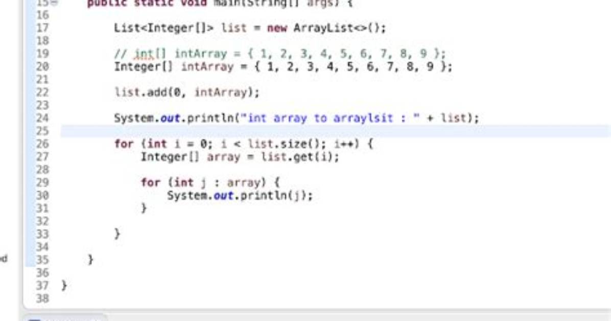 Arraylist of Int Array in Java
