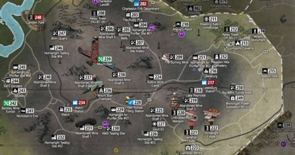 Ash Heap Map for Fallout 76