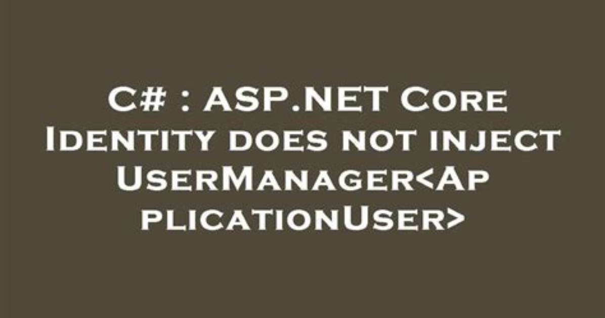 Asp. Net Core Identity Does Not Inject Usermanager