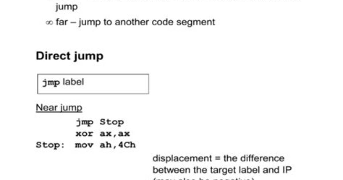 Assembly Language Je Jump Function