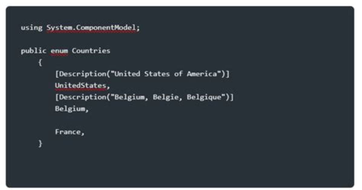 Associating Enums with Strings in C#