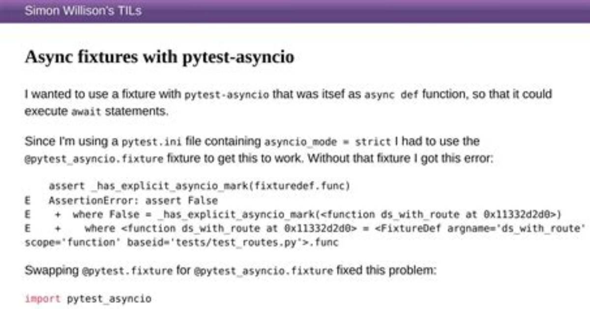 Async Fixtures with Pytest