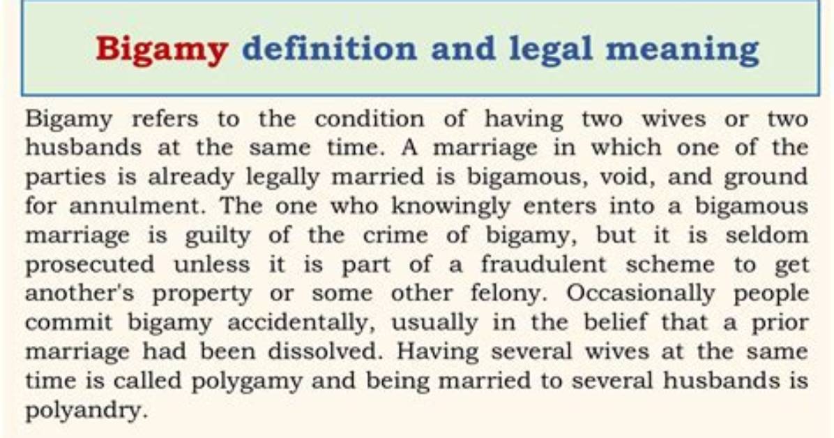 At Does Bigamy Mean?