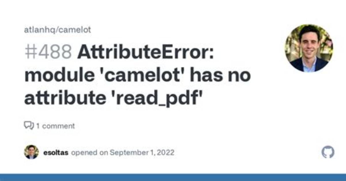 Attributeerror: Module 'Camelot' Has No Attribute 'Read_Pdf'