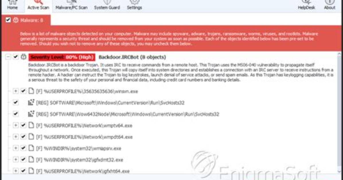 Backdoor: Win32/Ircbot! Y