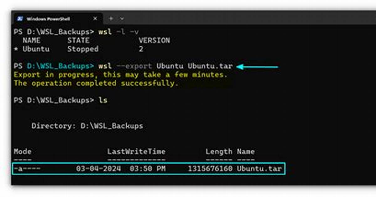 Backup Wsl Without Using Wsl --Import or --Export