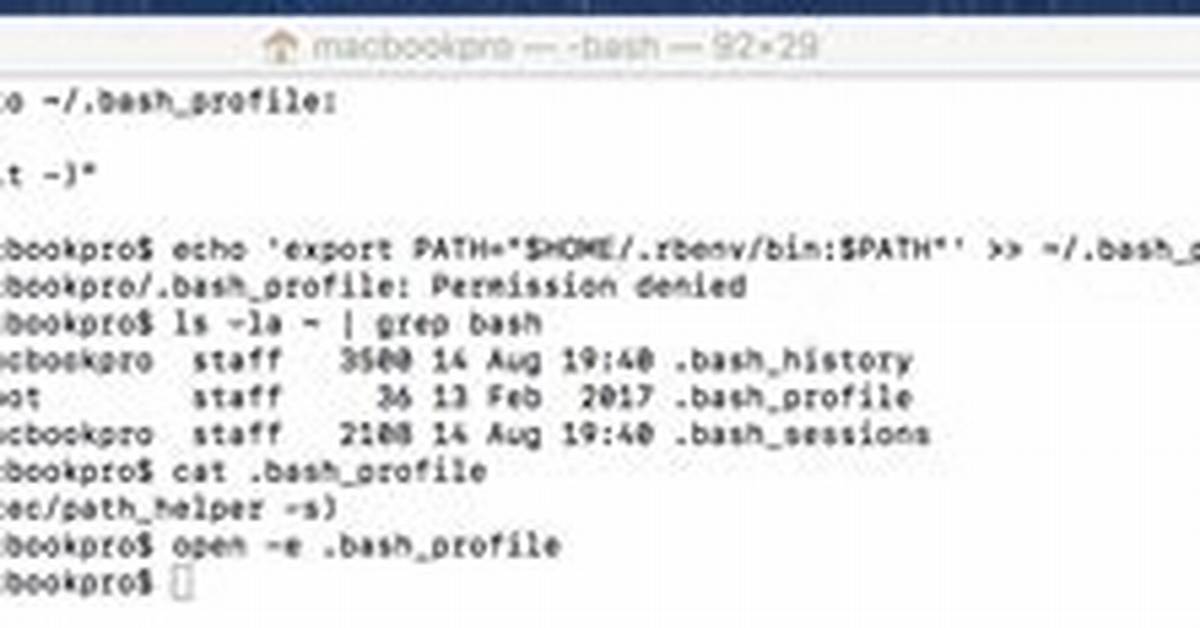 -Bash: /Users/Myname/. Bash_Profile: Permission Denied