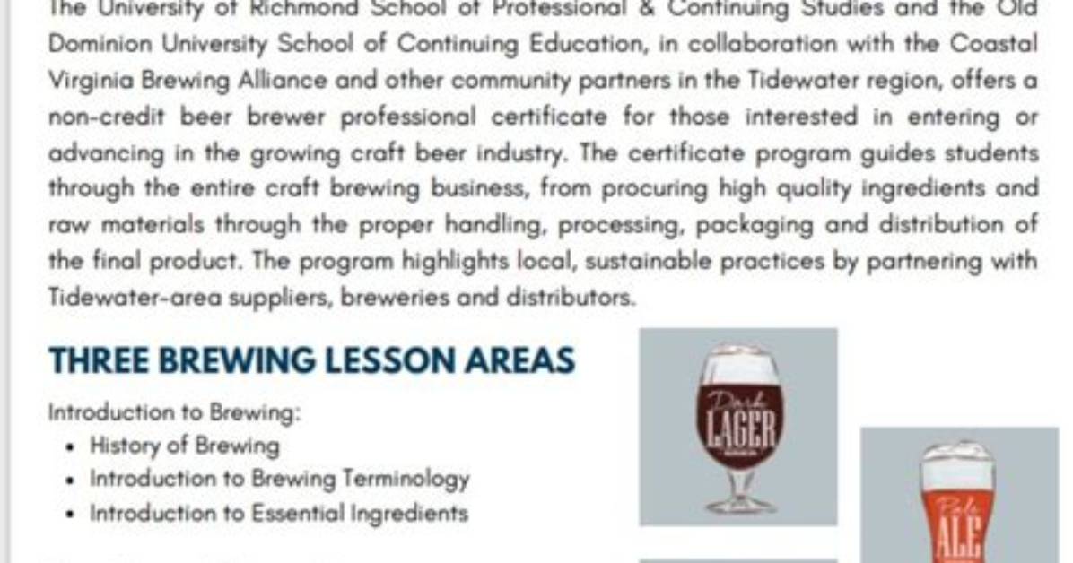 Beer Brewer Professional Certificate - School of Professional and Continuing Studies