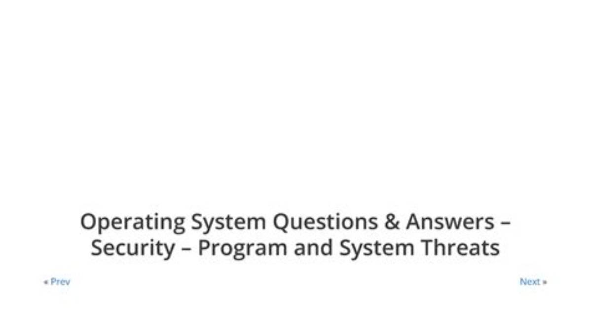 Best Answer: What Is Operating System Sanfoundry?