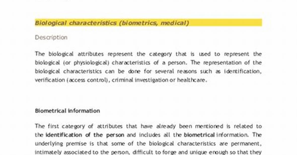Biometric Characteristic - How to Discuss