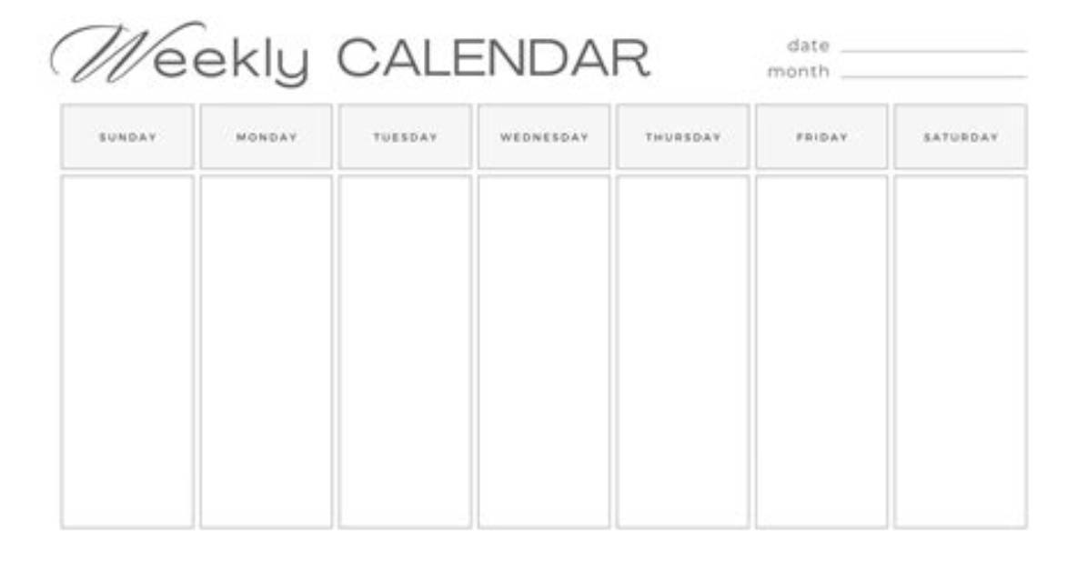 Blank Weekly Calendar