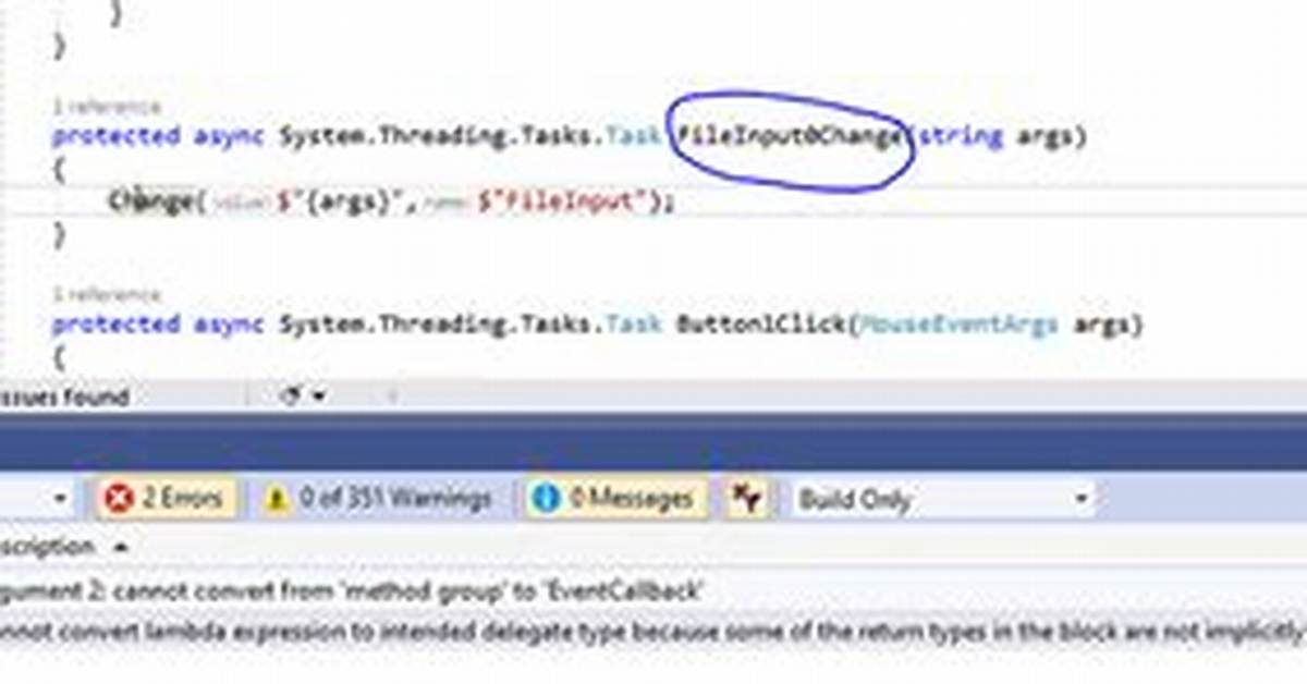 Blazor - Cannot Convert from 'Method Group' to 'Eventcallback'