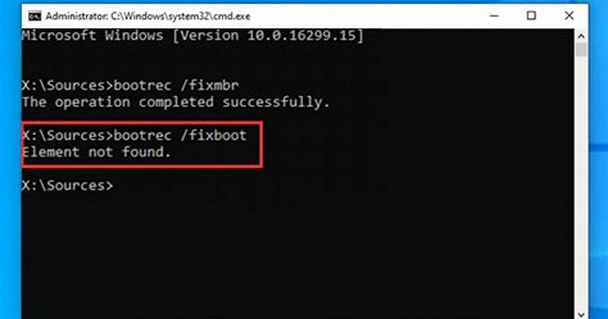 Bootrec /Fixboot => Element Not Found