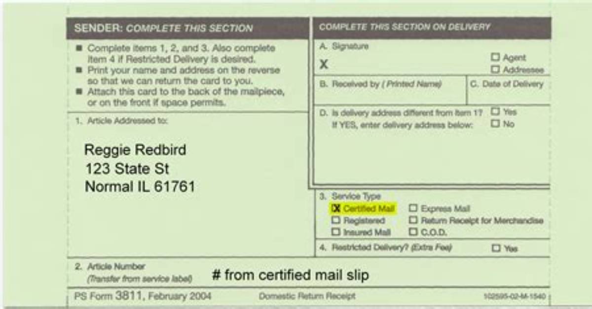 By Certified Mail Return Receipt Requested?