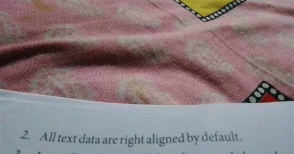 By Default the Text Data Is Aligned in a Cell?