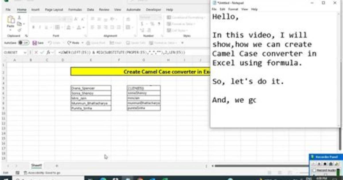 Camel Case Converter in an Excel