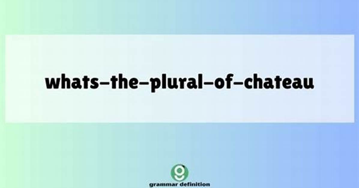 Can Chateaux Be Plural?