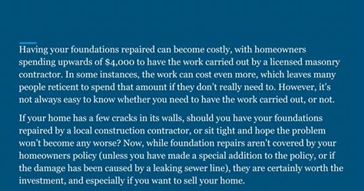 Can Foundations Be Repaired