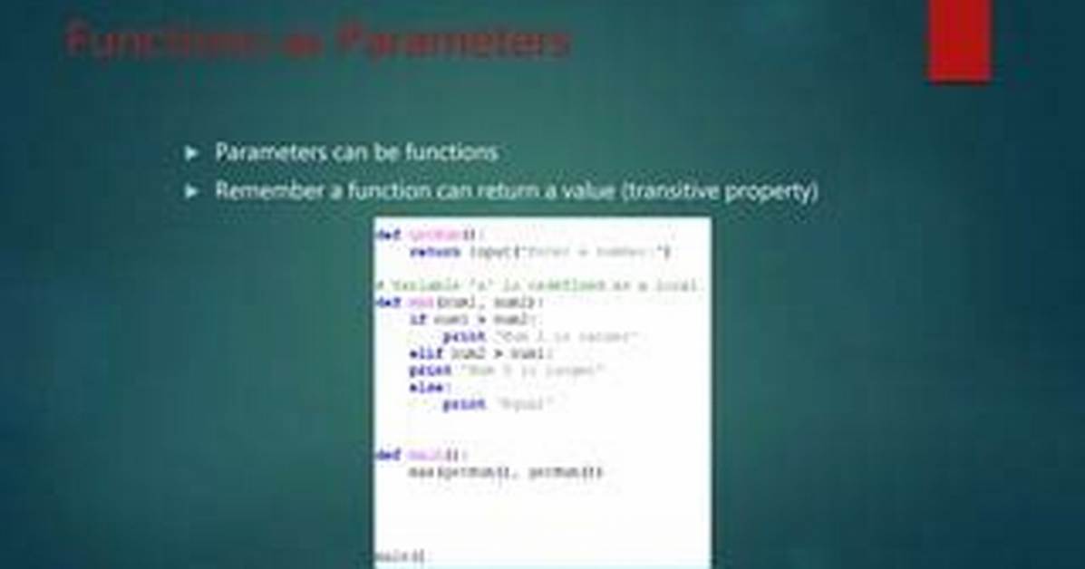 Can Functions Be Passed as Parameters?