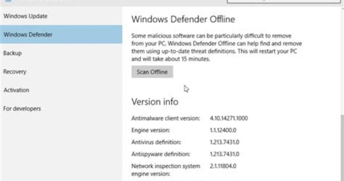 Can I Update Windows Defender Offline?