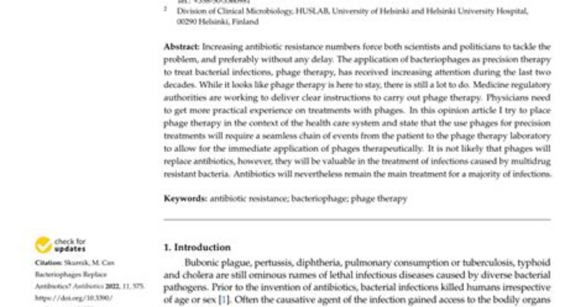 Can Phages Replace Antibiotics?
