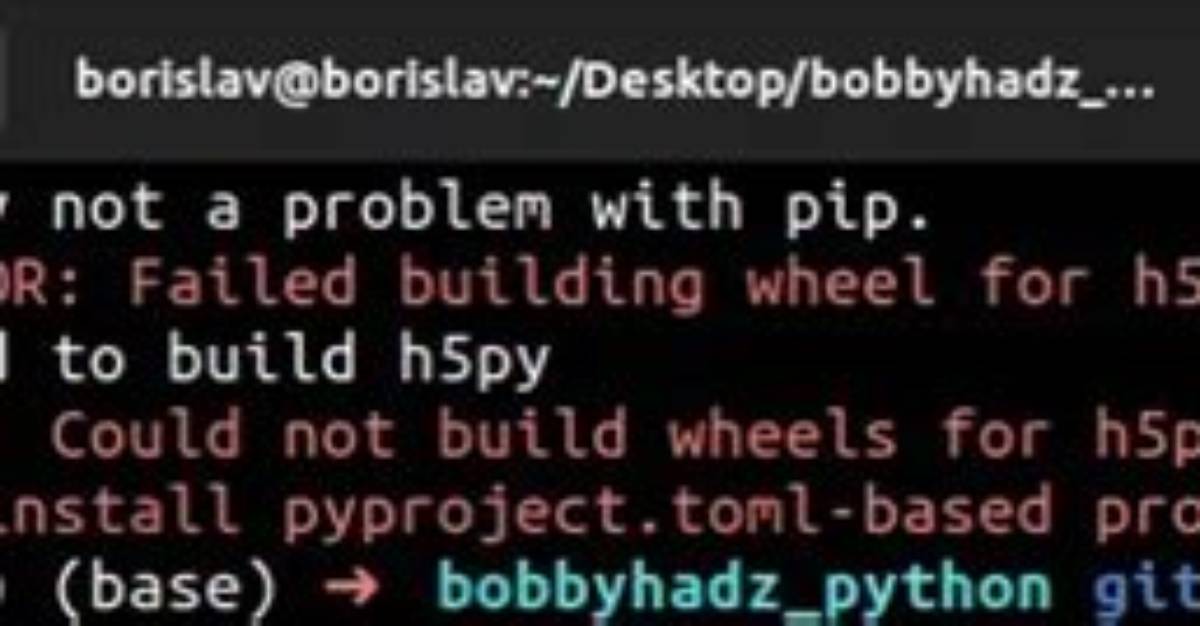 Can't Install H5Py (Error Failed Building Wheel for H5Py)