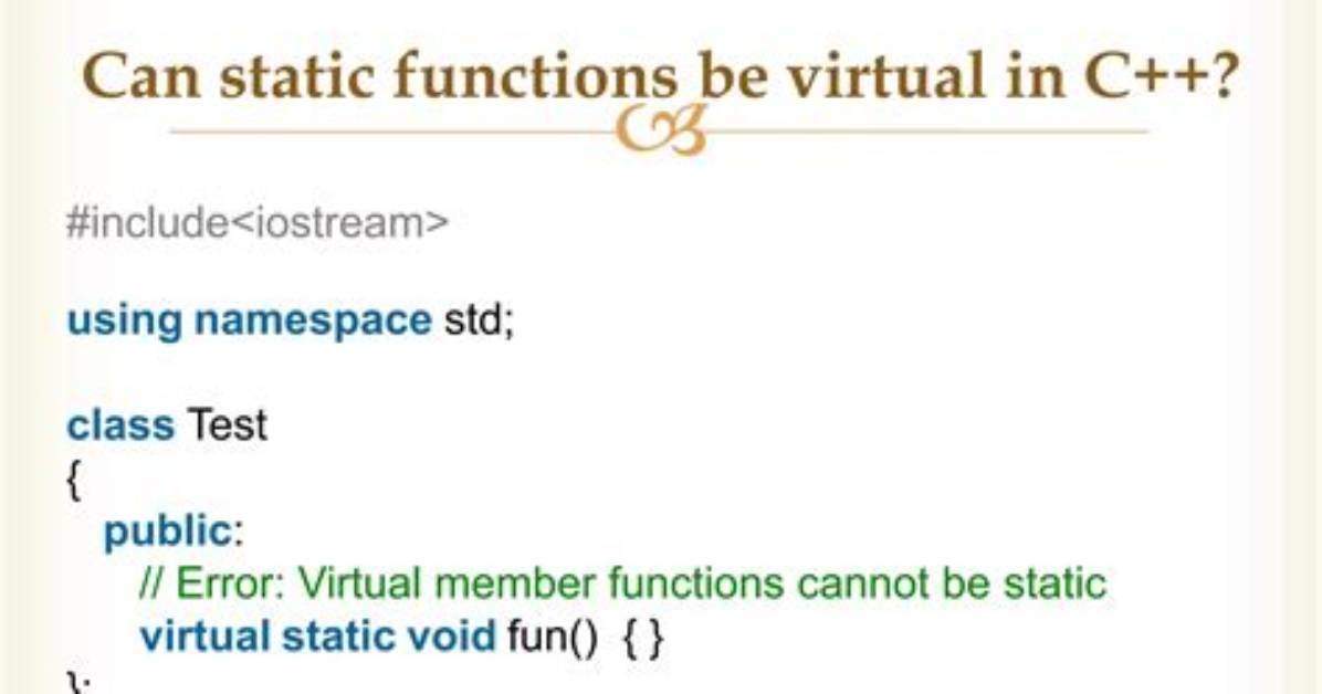 Can Virtual Function Static