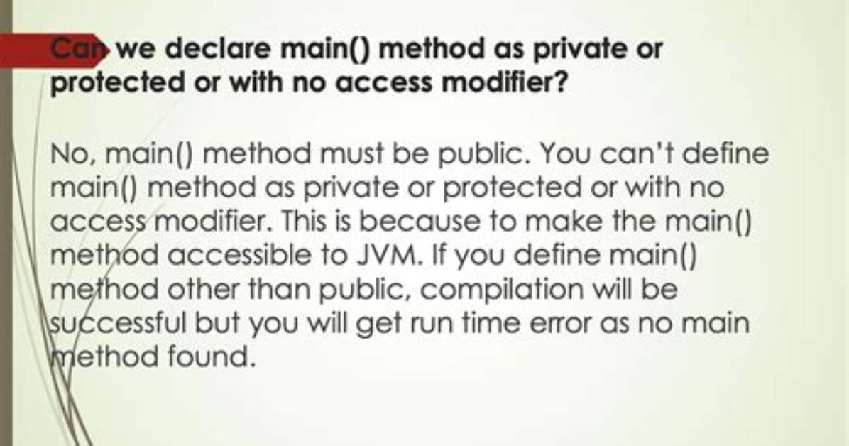 Can We Declare Main Function Private in Java?