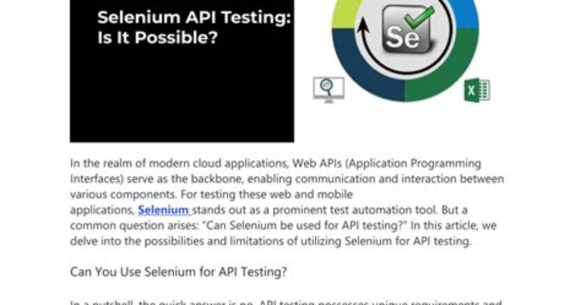 Can We Use Selenium for Api Testing