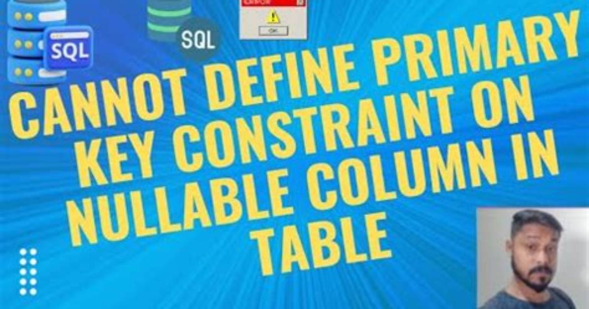 Cannot Define Primary Key Constraint on Nullable Column When Column Is Already Not Null